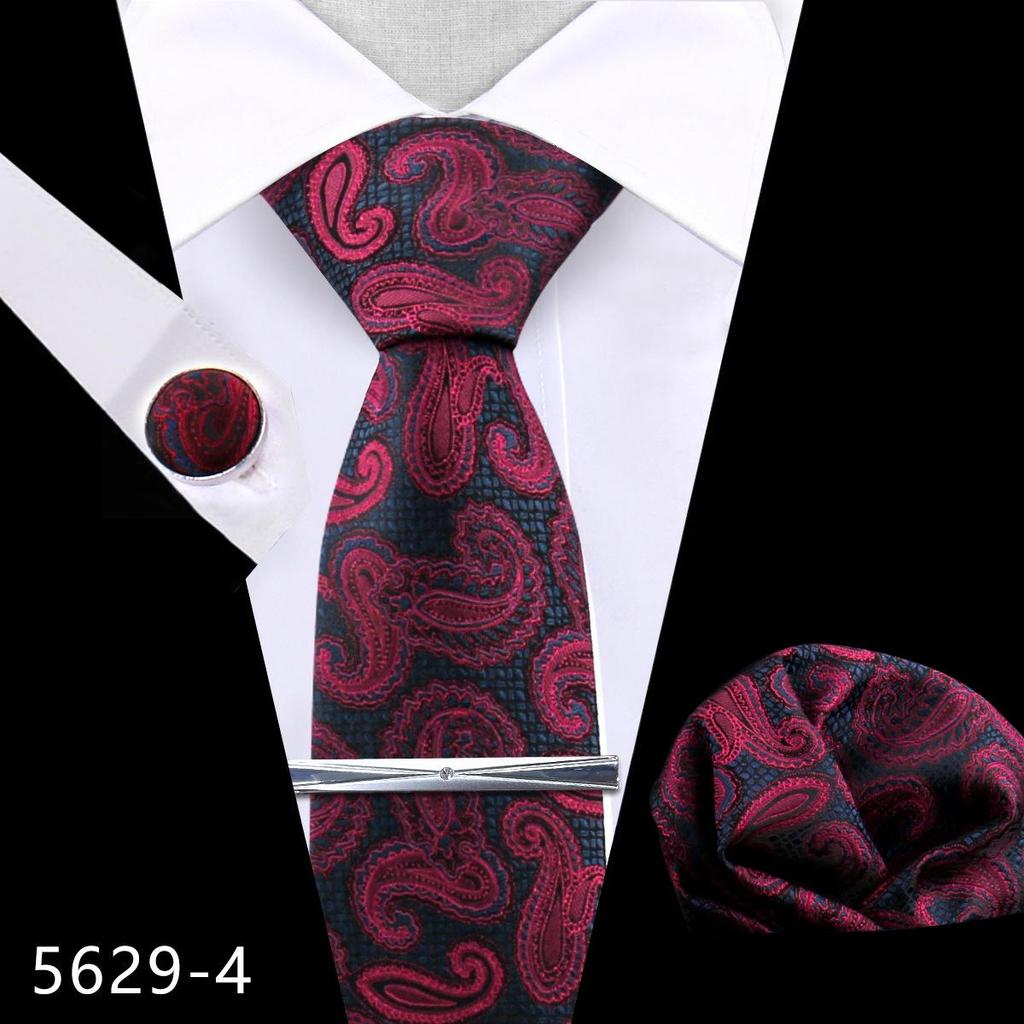 Men's Premium Polyester Tie, Pocket Square & Cufflink Set for Formal Events
