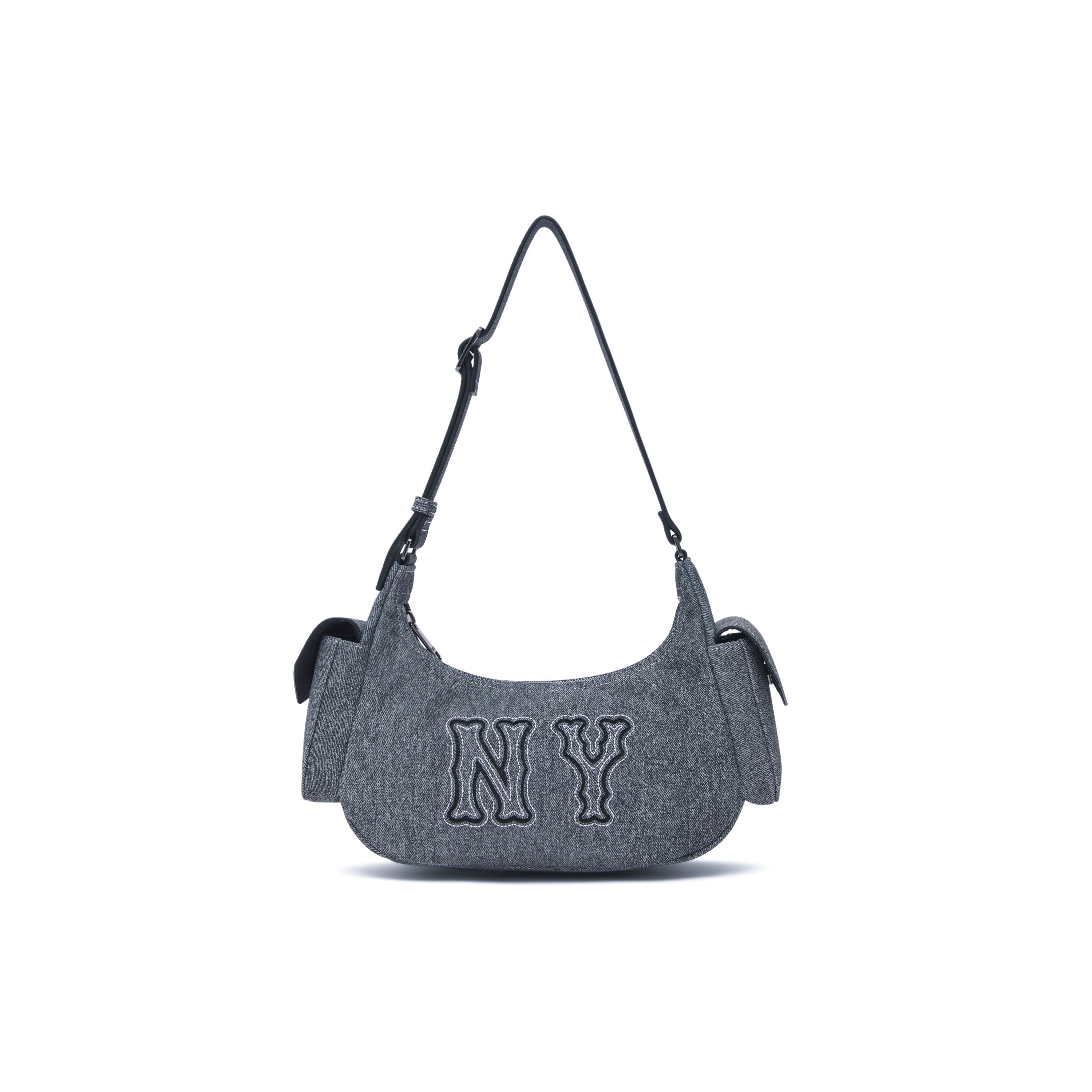 MLB New York Yankees 24FW NY Letter Logo Zipper Shoulder Bag Unisex Shoulder Bag 3ABQM034N-50BKS Gray