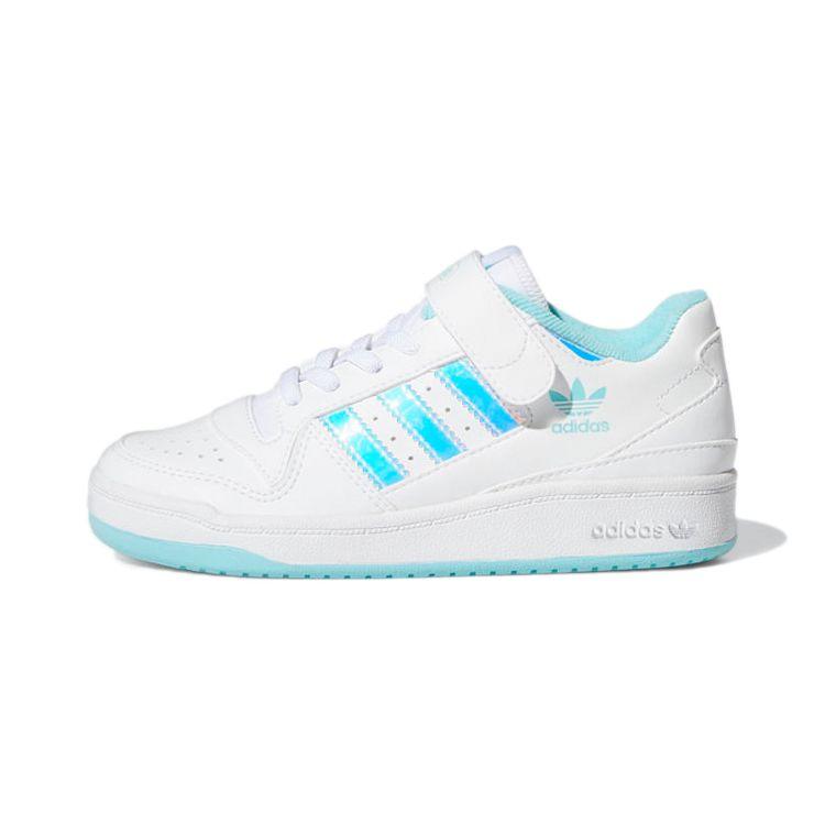 Adidas Originals Forum Iridescent Comfortable Versatile Low-Top Sneakers Kids Sneakers White Blue GZ8846