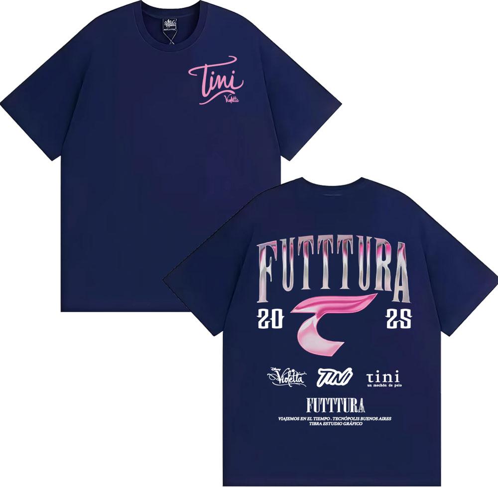 2025 Summer Singer TINI STOESSEL Futtura Album Tour Tshirt Mens Fashion Aesthetic Retro Pure Cotton Casual Oversized Tshirt