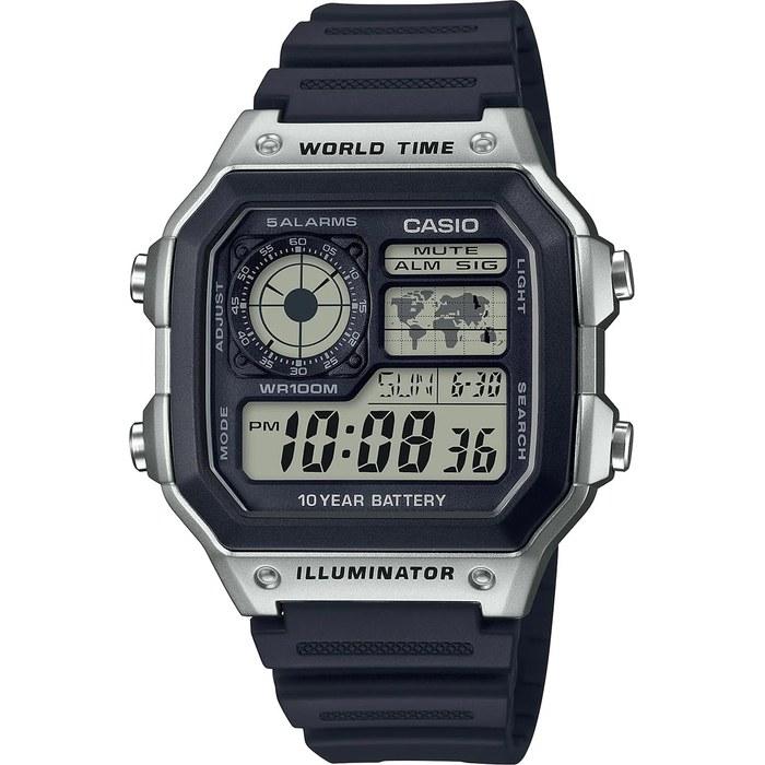 [Casio] Casio World Time Digital Men s Watch AE-1200WH-1CV Black & Silver