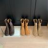 2025 New European and American Autumn and Winter Heightening Flat-bottomed Suede Low Tube Thin Martin Short Boots Fashion Women's Short Boots