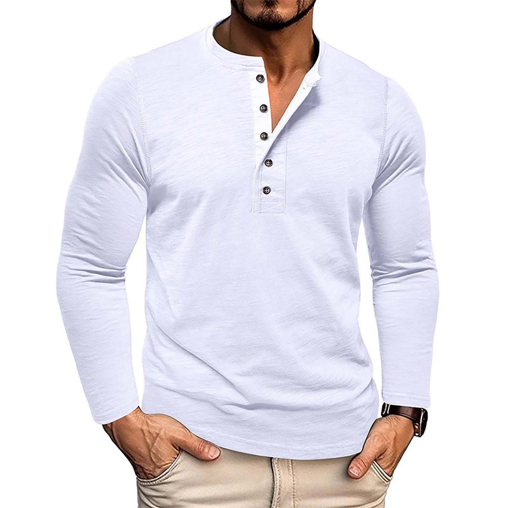 Herren Button Revers Farbige Baumwolle Langarm Basic Herren Oberteil
