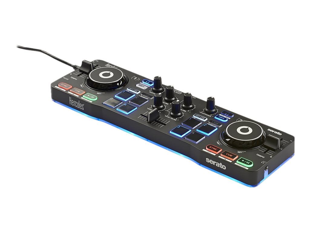 Hercules DJControl Starlight Compact DJ Controller with LED Lighting Compatible with Serato DJ Lite