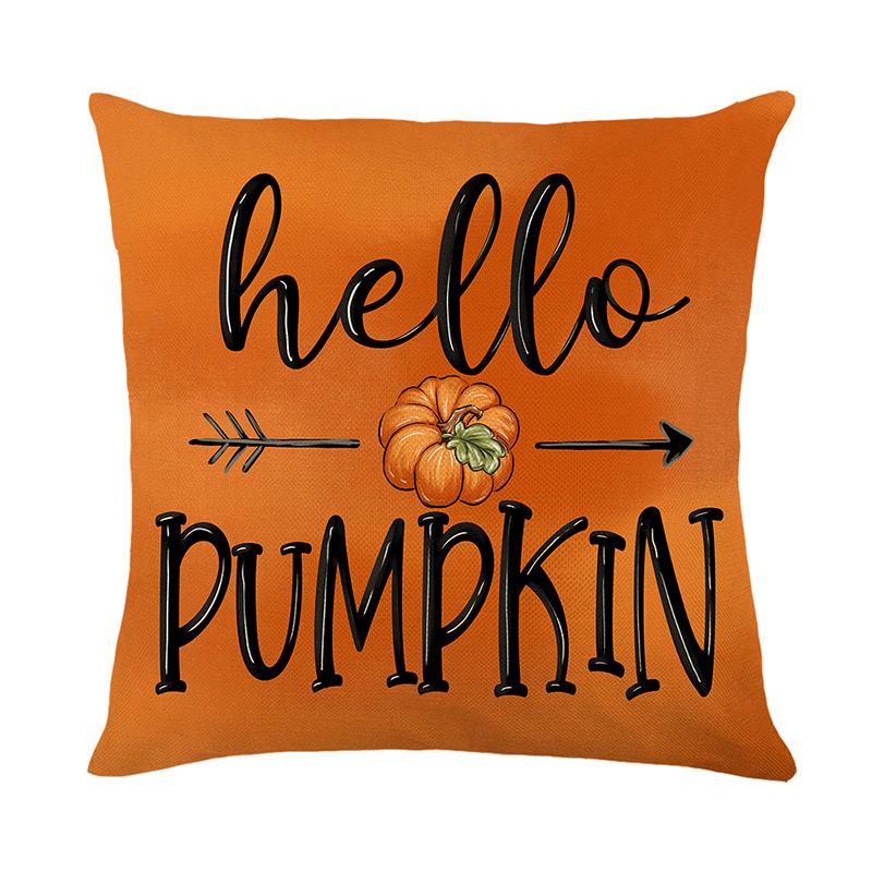 1pc Orenge Pumpkin Themed Cushion Cover Soft Cozy Cover Fall Themed Pillowcase for Living Room Couch Decoration