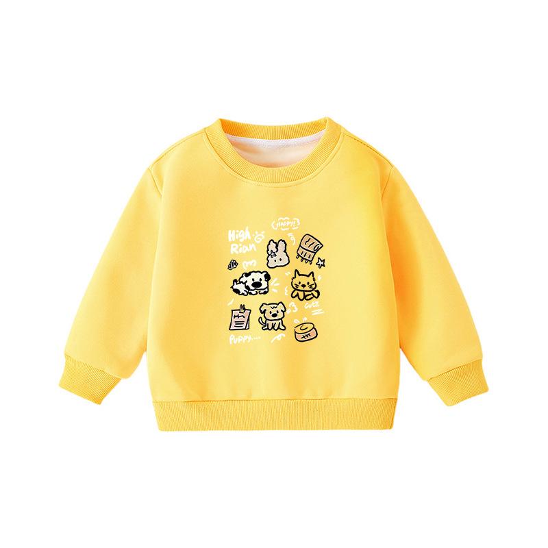 Child's Warm Cartoon Sweatshirt: Velvet, Thick, Long-Sleeve, Winter-Ready, Korean Casual Style—No Hood