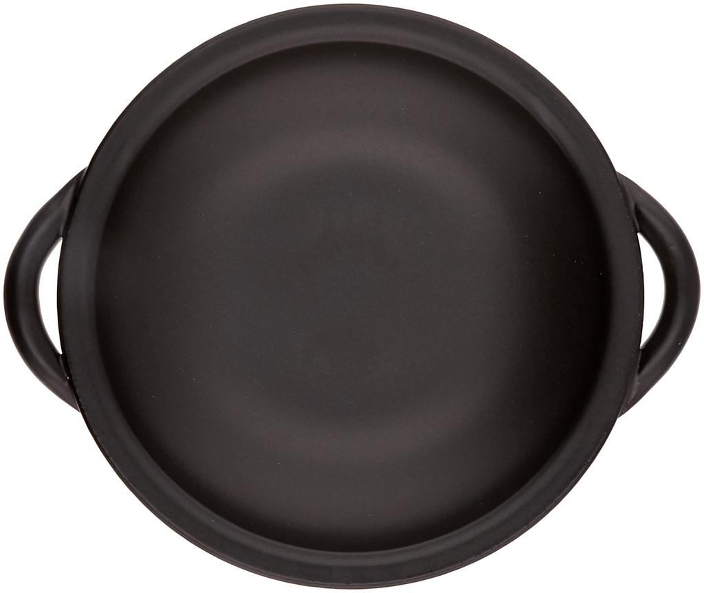 Saji Pottery Banko Ware Direct Flame Ceramic Plate with Handle, Small, Black Droplet Design, 33-101