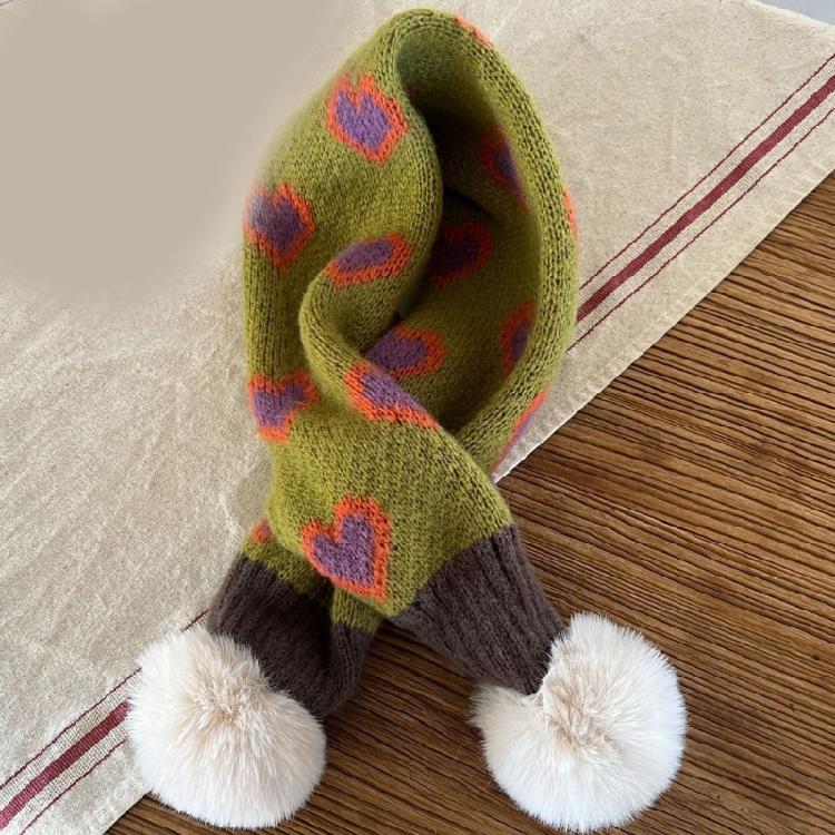 Children Knitted Scarf Soft and Warm Heart Pattern Neck Warmer Fashionable Autumn Winter Various Outfit Neck Gaiter