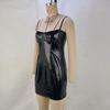 European and American Women's Sexy PU Suspender Dress - Slim Fit Hip Skirt