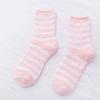 1 Pair Women's Autumn and Winter Striped Coral Fleece Sleep Socks Thickened Warm Mid-Calf Home Socks Simple Floor Socks