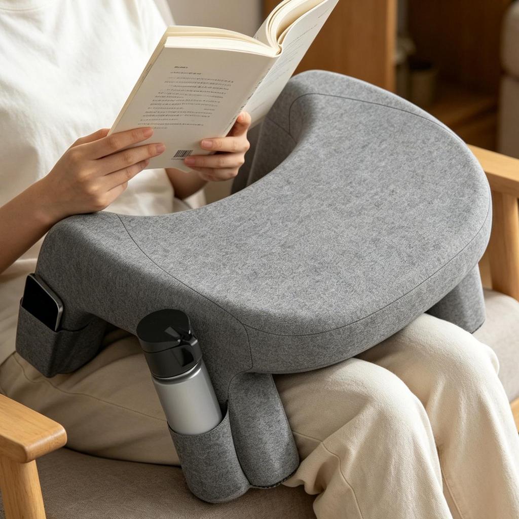Reading Pillow Arm Rest Pillow. Laptop Support Space Saving. with Side Pocket. Comfort for Bedroom