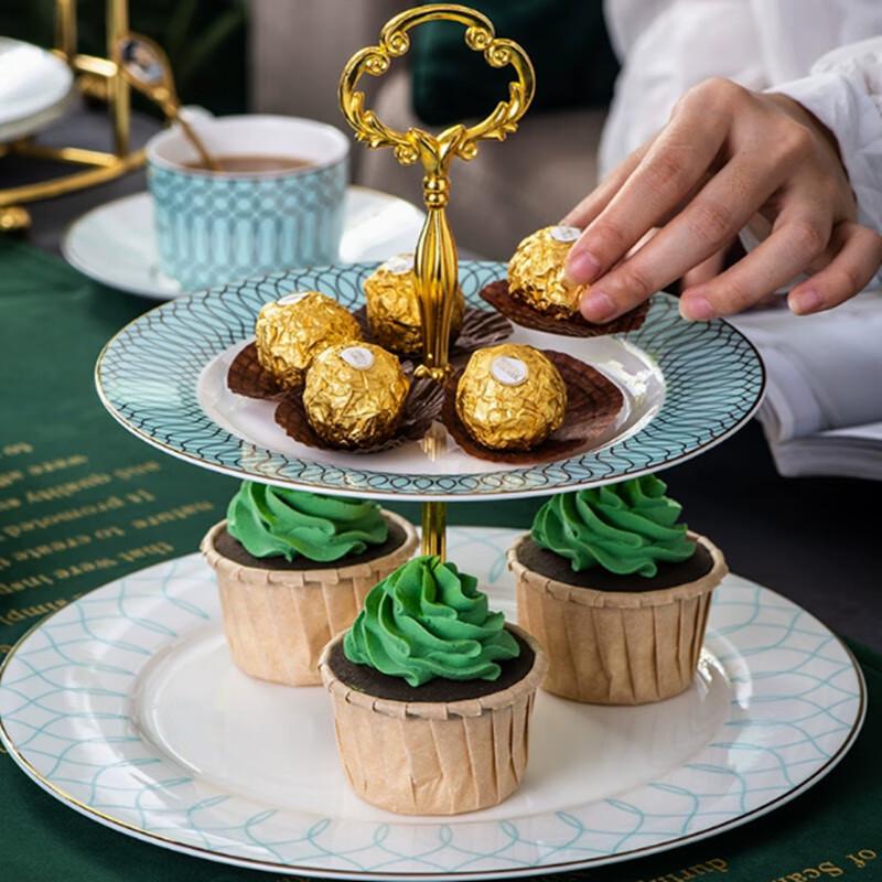 European Style Double-Layer Ceramic Dessert Stand