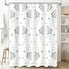 Paper Airplane Shower Curtain with Stars Black White Bathroom Decor for Kids, Teens + Adults Modern Design Waterproof Fabric Siz