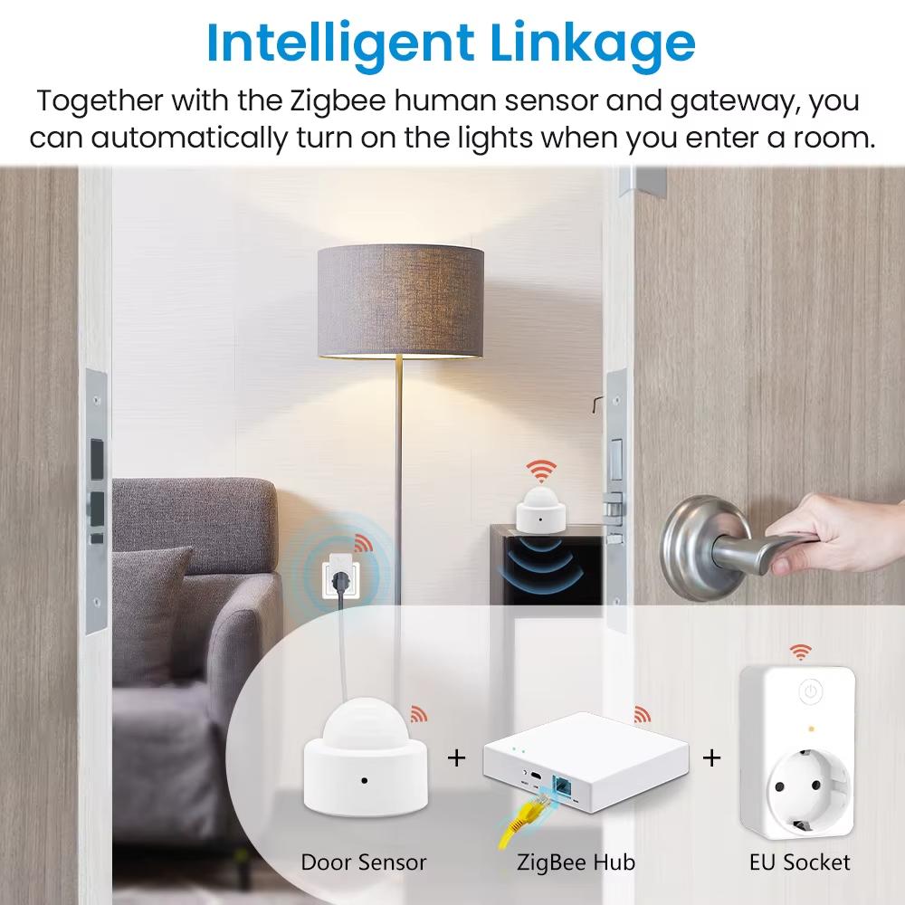 Tuya Zigbee 2-in-1 PIR Motion & Light Sensor Infrared Detector Smart Human Sensor for Home Security Alarm Works with Alexa App
