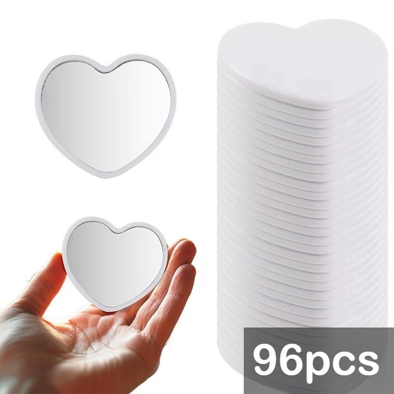 48/96pcs Portable Mirror Wedding Season Sweet Party Favors Heart-Shaped Pocket Glass Makeup Mirrors for Travel Gifts Home Decor