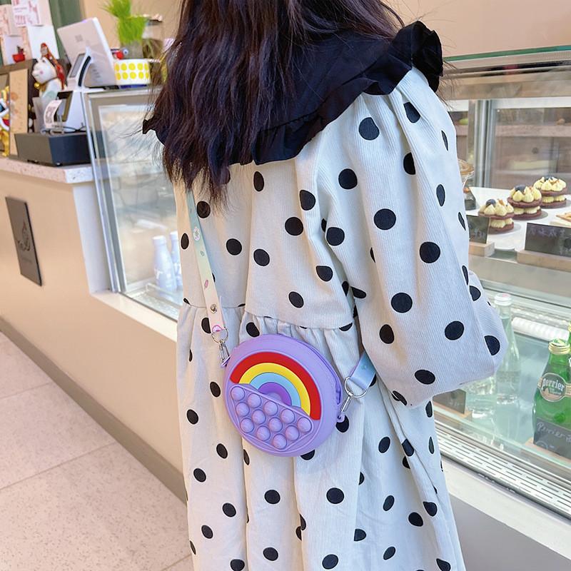 Adorable Silicone Children's Bag Mini Rainbow Crossbody Purse For Kids Unisex