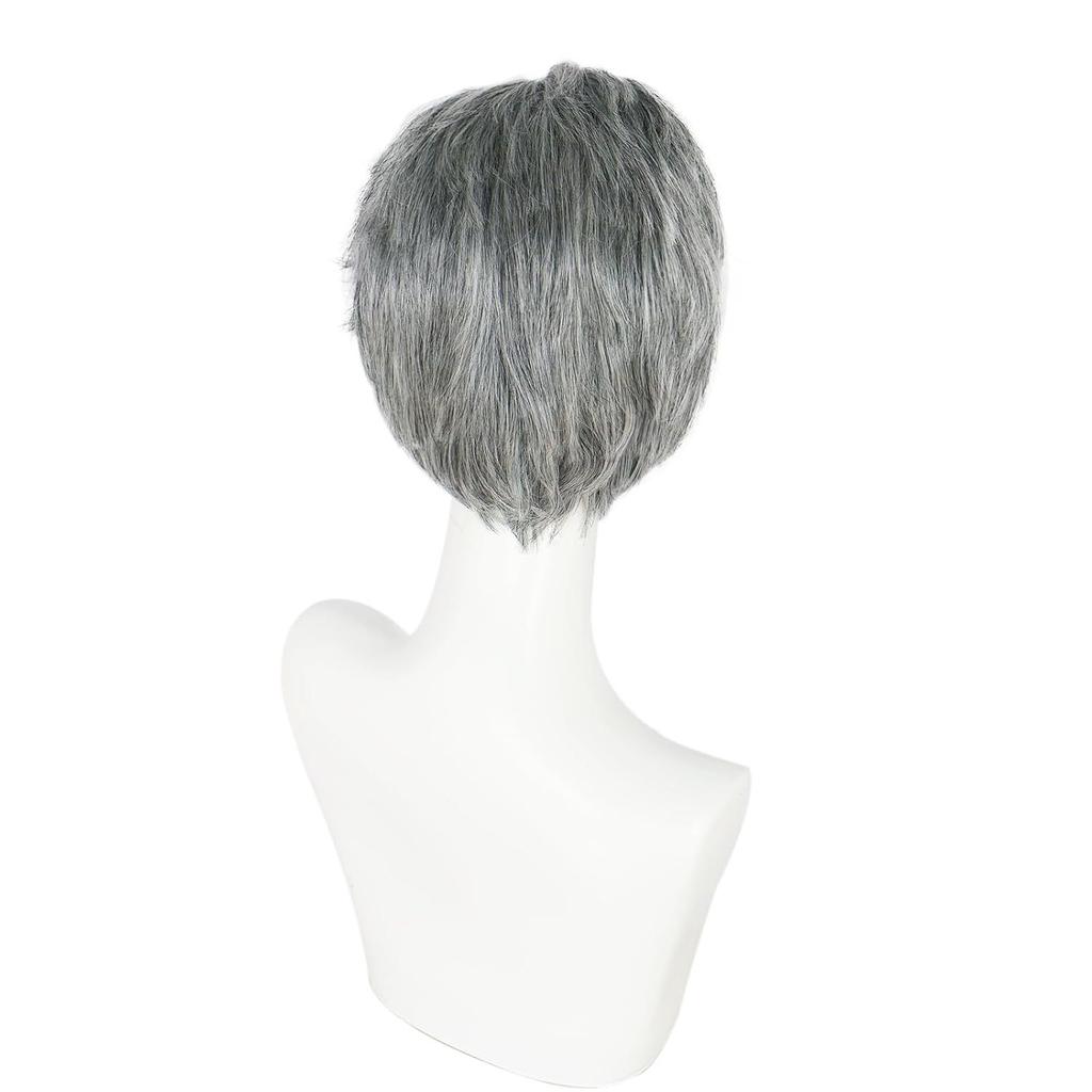 Elderly Men Styling Wig & Beard Set, Gray Hair For Performance