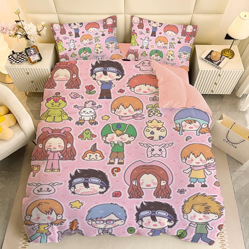 Gamer Digital-monsters Beding Set Digimon Soft with Soft Fabric Duvet Cover Plus Pilowcases Unfiled Single Double Bed Children Young Gift