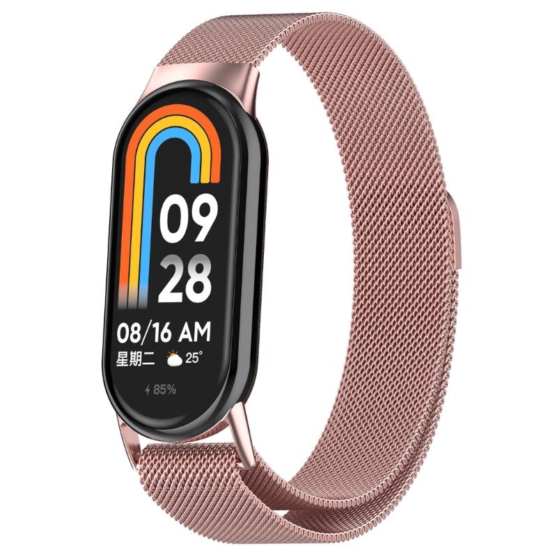 Suitable for Mi-Band 8 Smartwatch Adjustable-Band Strap Stainless Steel Wristband Bracelet Wear-resistance Milanese-Loop
