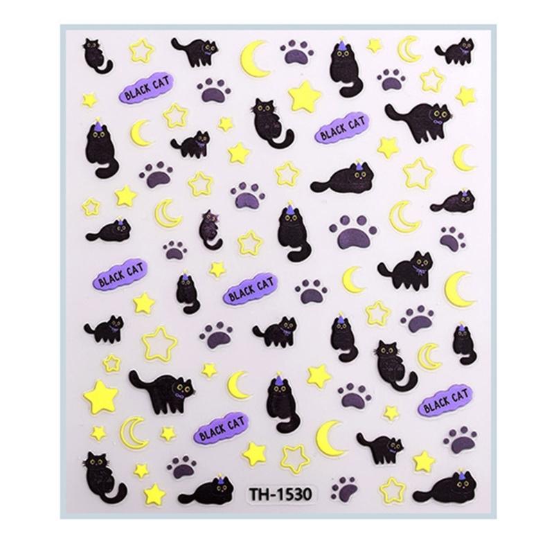 

1Sheet 3D Adhesive French Tips Nail Art Stickers Decals Bowknot Nail Stickers Cats Paws Nail Art Designs Nail Art Decals
