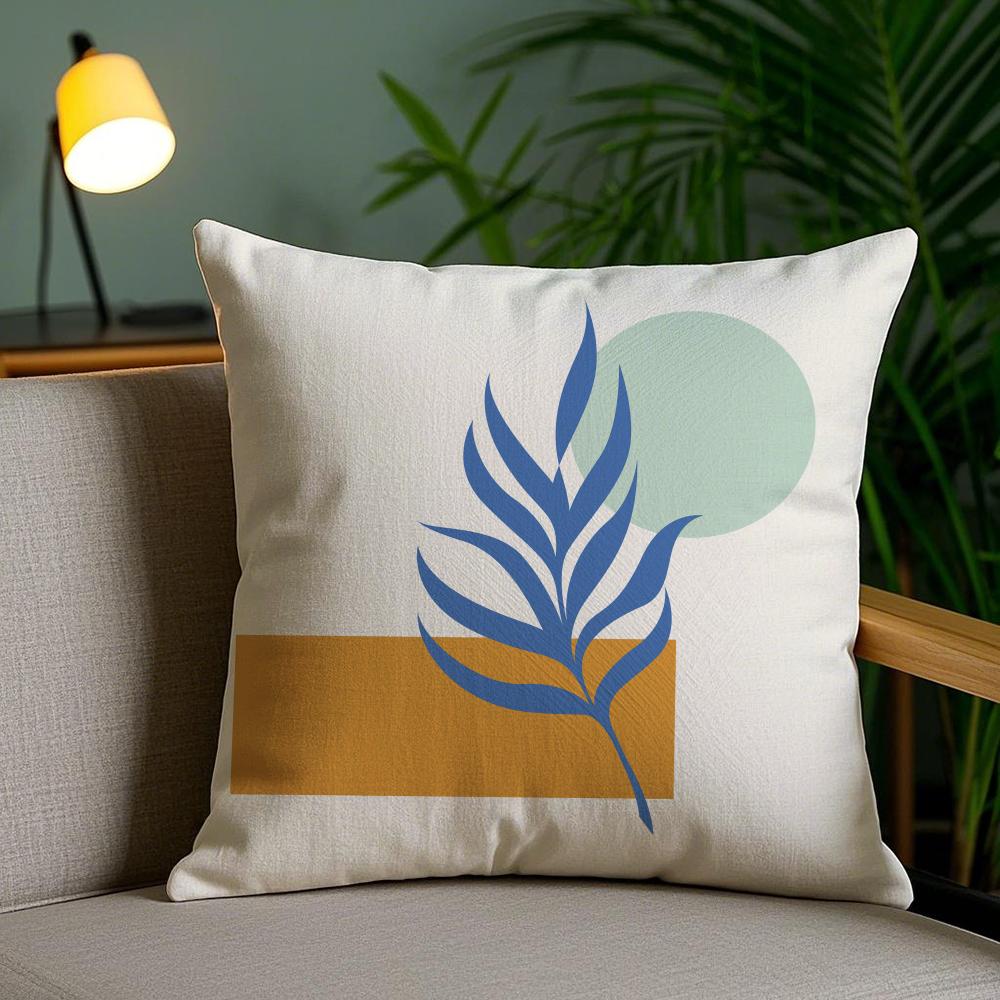 Abstrakte Einfache Geometrische Blatt Kissenhülle Seidig Elegant Komfort Sofa Bett Unsichtbarer Reißverschluss