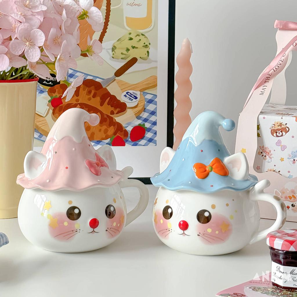 Birthday Gifts Mugs with LIDS Ceramic Cups. Halloween Gifts Christmas Water saving Cups Cute Ghost Cups for Girls