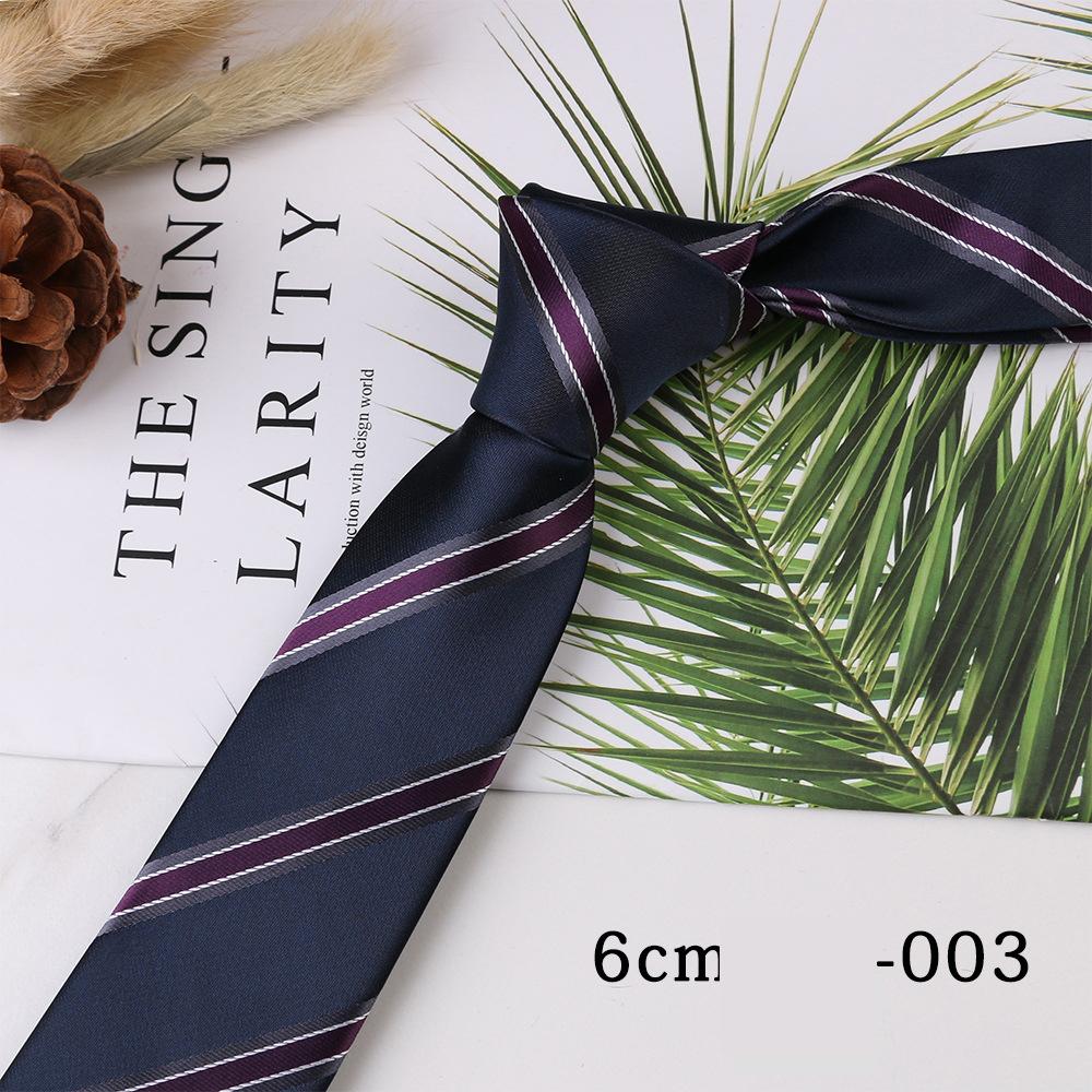 Men's Trend Business Casual Narrow 6cm Polyester Jacquard Tie Solid Color Striped Tie
