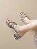 Silver Sandals 2025 New Fairy Summer Bow French Cool Slippers Thick High Heels 5cm