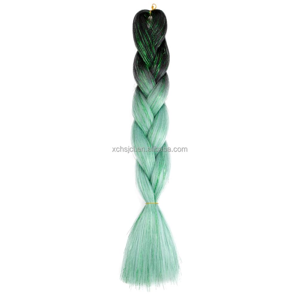 Customized Soft Heat Resistant Fiber Festival Ombre Pure 2 3 4 5 Tone Color Tinsel Glitter Jumbo Braiids