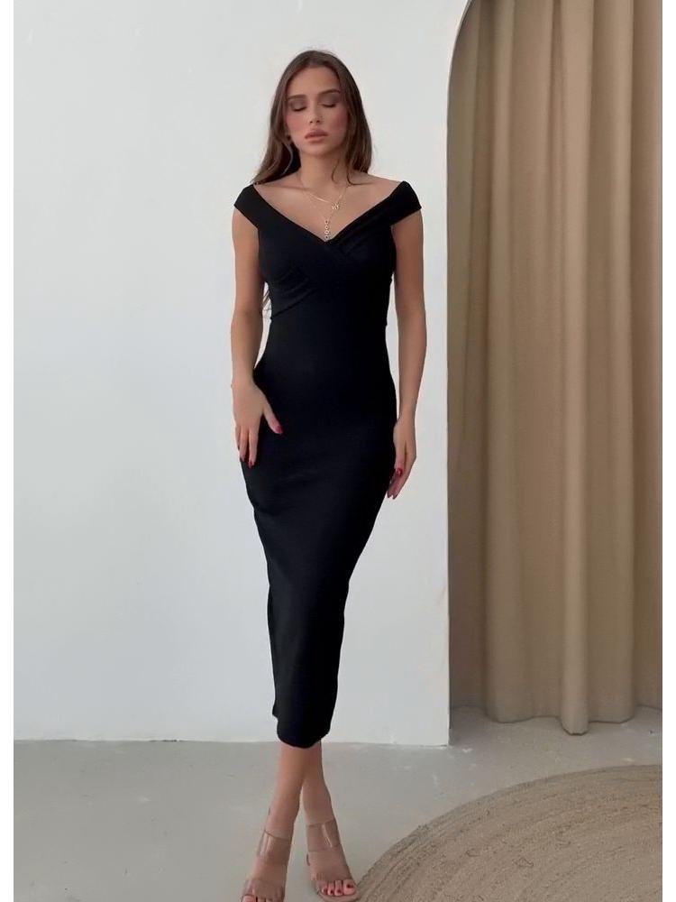 2025 Sommer Einseitiges Einfarbiges Taillenformendes Kleid für Damen