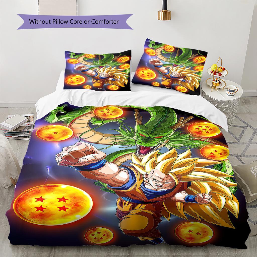 Dragon Ball Z 3pcs Bedding Set, Duvet Cover with 2 Pillowcases, Digital Printed, No Insert, Gift -HYQ11