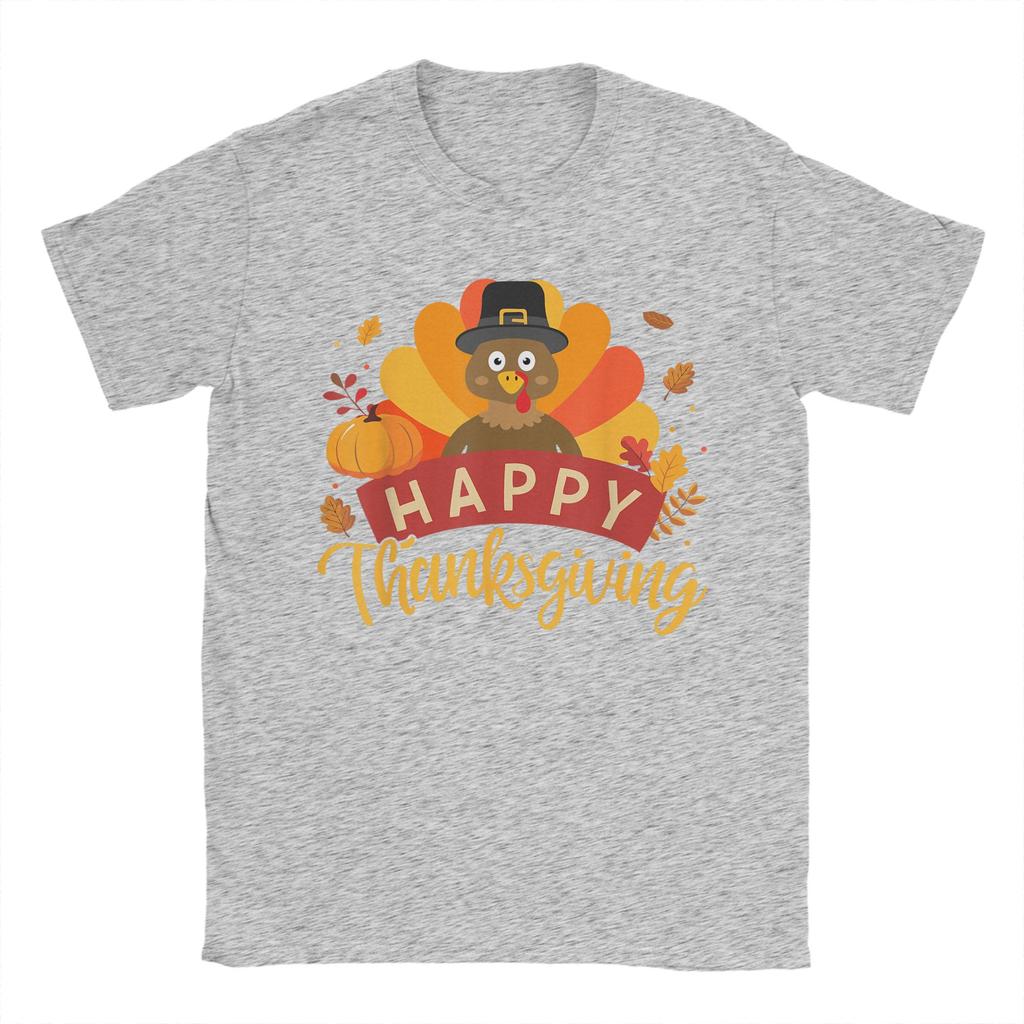 Happy Thanksgiving Turkey for Family Dinner Feast Men T Shirts Funny Tee Shirt Short Sleeve O Neck TShirts 100 Cotton Clothes