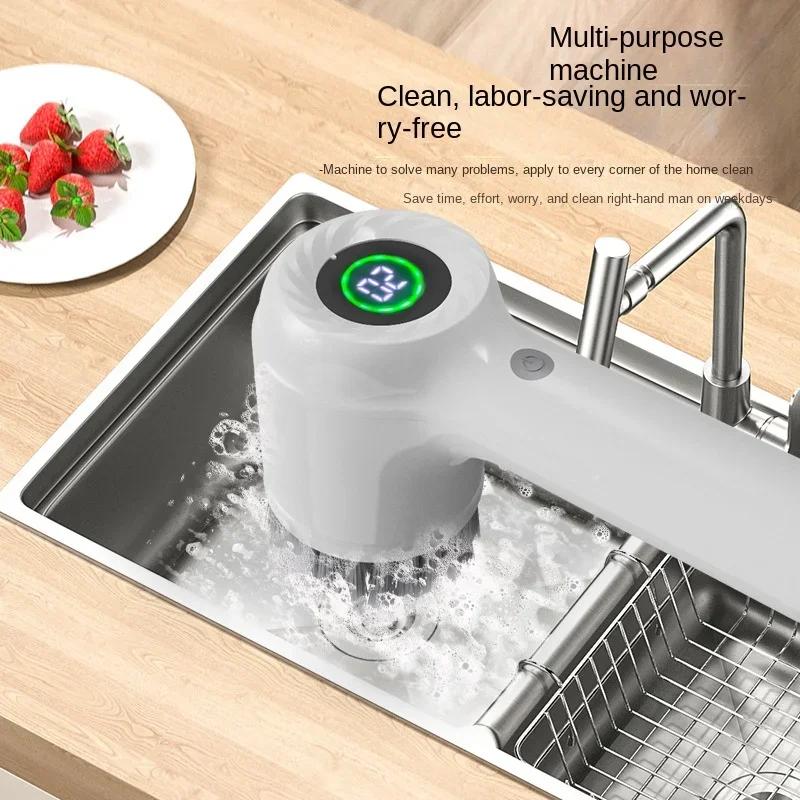 New5-in-1 Electric Handheld Rotating Cleaning Brush with 5 Replaceable Brush Heads,kitchen Utensils,shoe Uppers,and Gap Cleaning