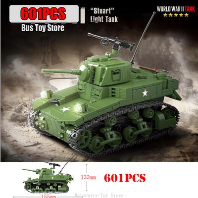 Ww2 Military Tanks Series Stuart Light Tank Tiger Leopard TANK Soldier Building Blocks Bricks Army Children Toys for Boy Gifts