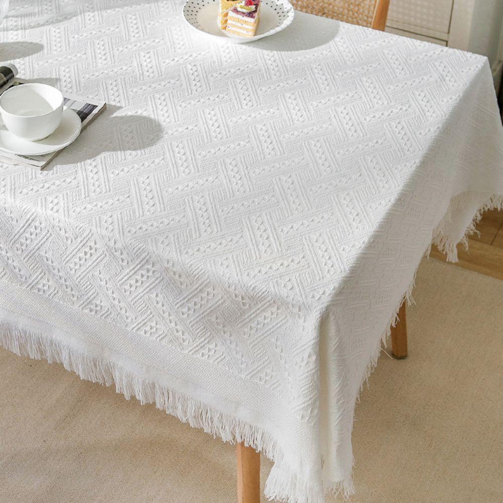 Rectangular Table Cover French Rustic Coffee Table Mat Interweaving Grid Tablecloth  Bedside Table