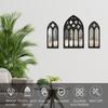 3Pcs Arched Window Wall Mirror Set Gothic Wall Mirror Decor Cathedral Arched Mirror Decor Self-Adhesive Arched Wall Mirror