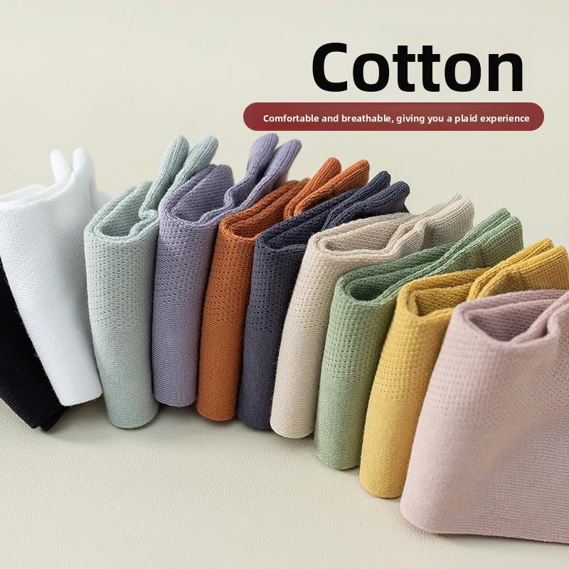 Sock - Summer Lightweight Pure Cotton Anti-Bacterial Odor-Resistant Solid Color Short Socks - Cotton Absorbs Sweat - Simple and Versatile