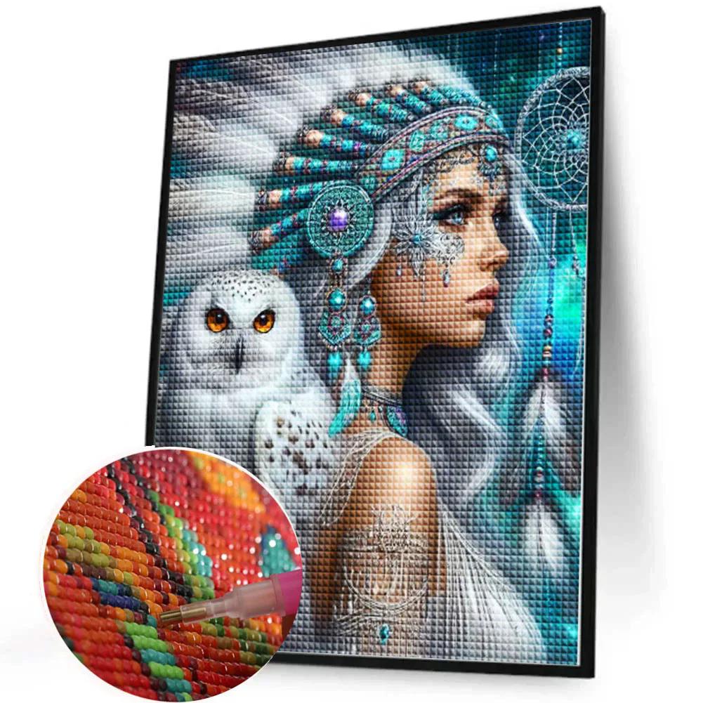 Fantasy Woman And Owl DIY Diamond Painting New 2024 Cross Stitch Mosaic Diamond Embroidery Sale For Home Decor Gift J3976