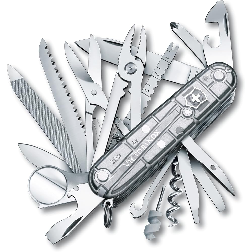 Victorinox SwissChamp Silver Tech Multi-Tool 33 Functions Compact Outdoor Knife with Pliers Scissors and Magnifier