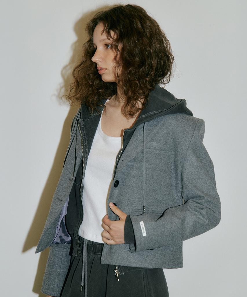 Authenti Semi-Crop Wool Jacket_Gray