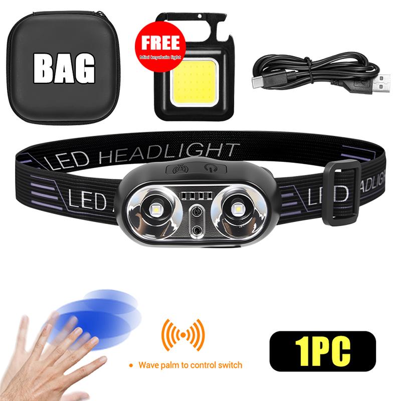Portable XPE+LED Motion Sensor Headlight Rechargeable HeadLamp Flashlight Front Light for Camping Hiking Emergency Lantern Torch