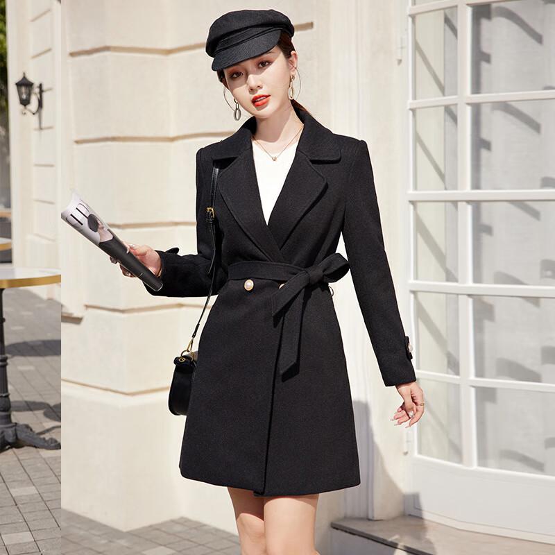 Women s Elegant Thick Wool Trench Coat M