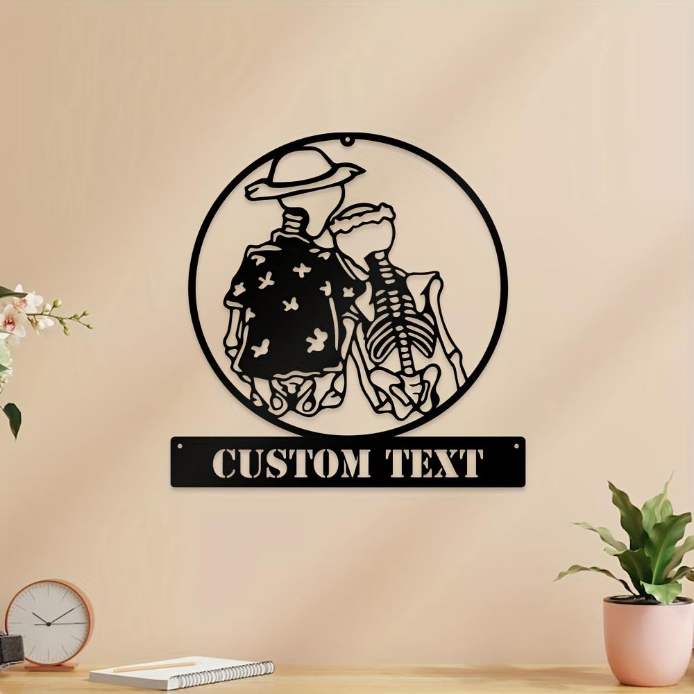 

Customizable Candy Skull Metal Sign Personalized Name Wall Decor Indoor Outdoor Valentine Halloween Christmas Gift