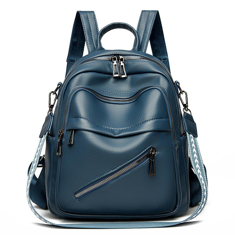 This Is A Versatile Female Leather Backpack for Summer, A Fashionable Korean-style Soft Leather Travel Bag for Student Moms