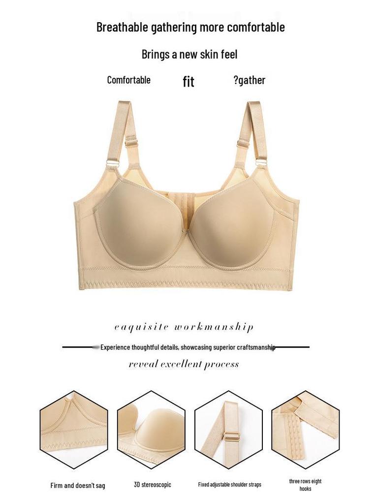 Wire-Free Push-Up Vest Bra with Side Support and Adjustable Straps