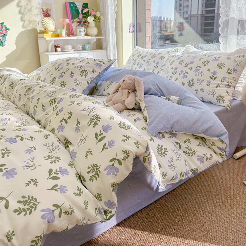 Luxury 100% Cotton Floral Duvet Cover Set 3-Piece (1 Duvet Cover + 2 Pillowcases) - Wrinkle-Free, Hotel Quality Bedding Set