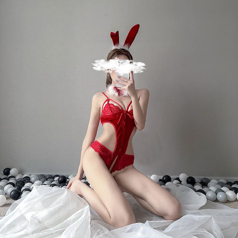 Sexy one-piece lingerie women's tight fit bunny uniform nightclub rabbit cosplay suit