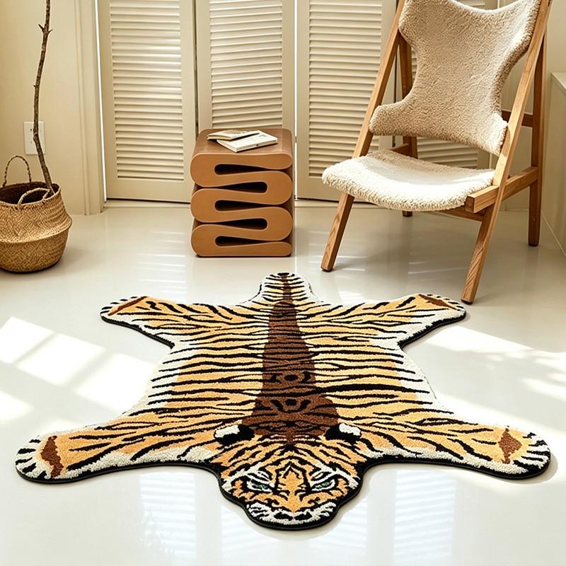 Plush Velvet Tufted Cartoon Tiger Rug Living Room Sofa Coffee Table Bedroom Bedside Bath Mat