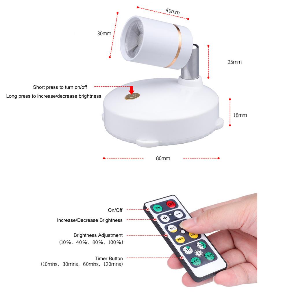 Decorative Effect Led Spot Lamp Goblincore Room Decor with Remote Controlller 4 Adjustable