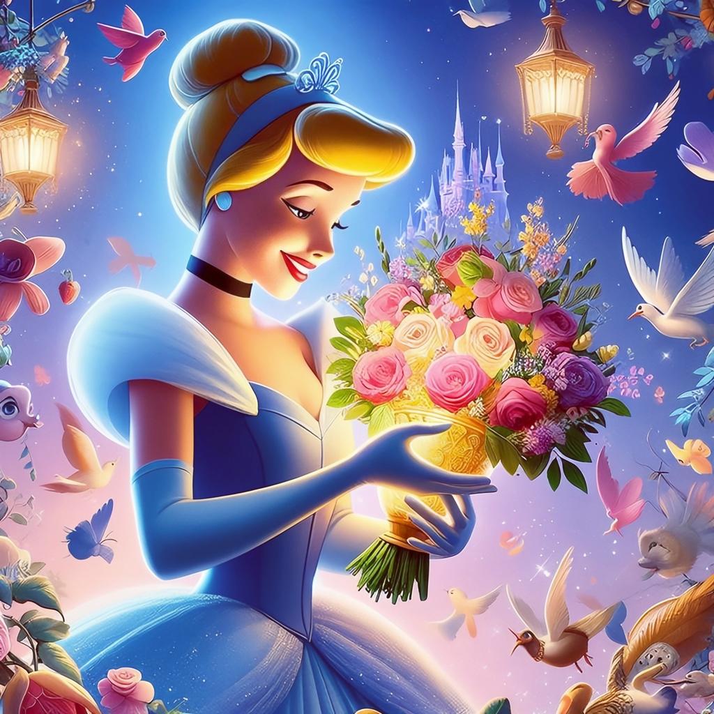 Diamond Embroidery Rapunzel Cinderella Cross Stitch Mosaic Princess Picture of Rhinestones Painting Handmade Gift